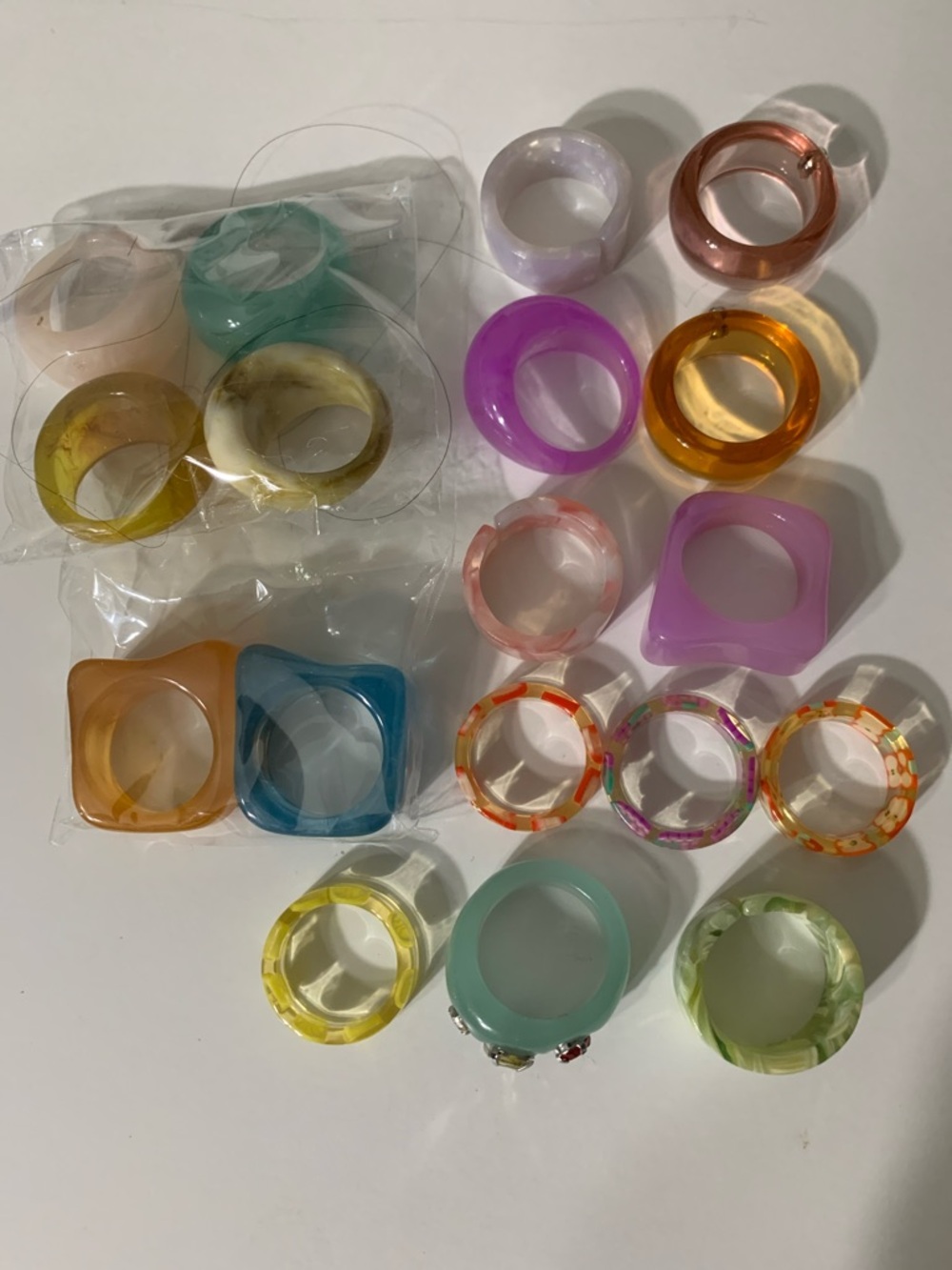 Assorted Pastel Resin Statement Rings - Multicolor